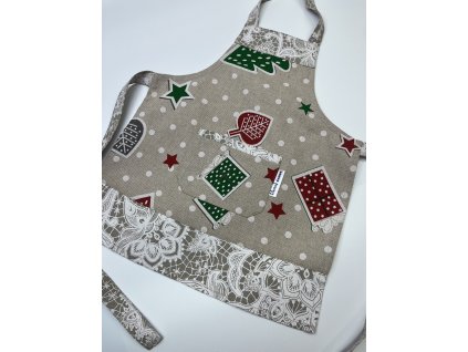 Dětská vánoční zástěra - krémová