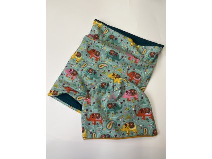 Set čepice s nákrčníkem - sloni