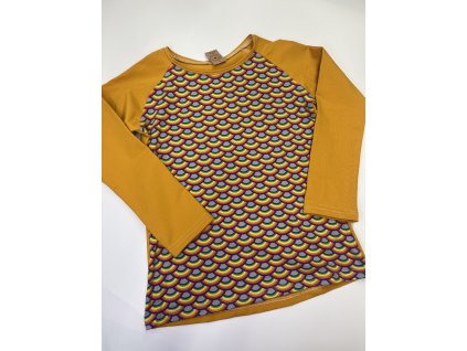 Triko s dlouhým rukávem, vel. 140 - duha