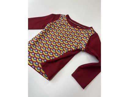 Triko s dlouhým rukávem, vel. 104 - bordó duha