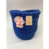 Pletený košík s uchy - modrý