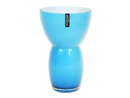 Skleněná váza Stardeco Fornio modrá 25 cm