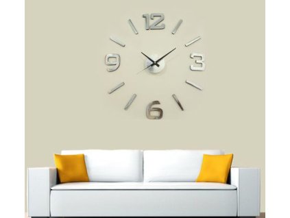 Nástěnné samolepící hodiny Stardeco HM-10ER102S stříbrné