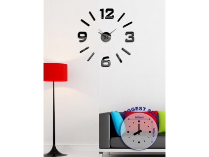 Nástěnné samolepící hodiny Stardeco HM-10ME101B - černé, lesklé