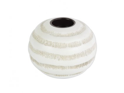 Polyresinový svícen Stardeco bílý s hnědým vzorem 12 cm