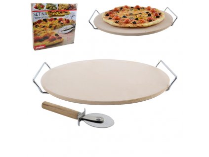 Pizza set kamenina/ drát + kráječ