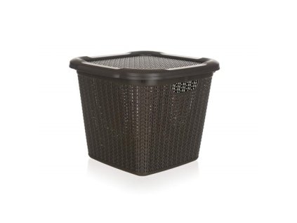 Box ratanový s víkem 15 l, 30 x 30 x 27,5 cm, hnědý