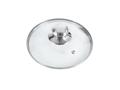 Poklice skleněná průměr 16 cm, nerez úchyt