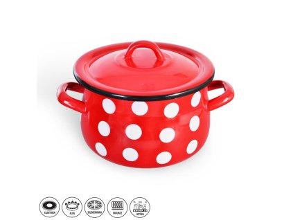 Hrnec smalt s poklicí červený puntík 18 cm, 3,5l