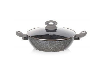 BANQUET Pánev Paella s nepřilnavým povrchem GRANITE Grey 28 x 7,5 cm, s poklicí