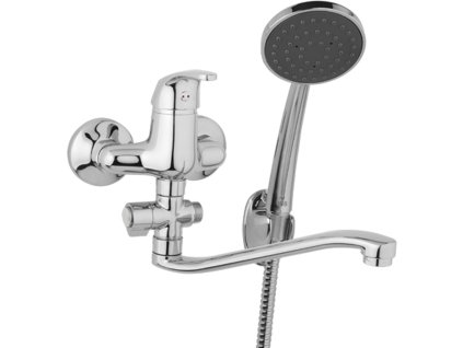 nastenna umyvadlova a sprchova baterie slim 100 mm otocny prepinac s prislusenstvim s raminko 250 mm