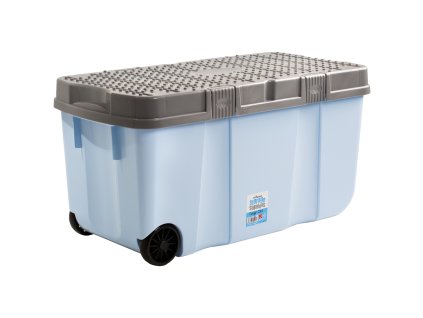 Box s víkem na kolečkách 100l modrý