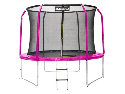 Trampolína Marimex 305 cm růžová + vnitřní ochranná síť + schůdky ZDARMA
