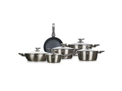 BANQUET Sada nádobí s nepřilnavým povrchem METALLIC PLATINUM, 11 ks