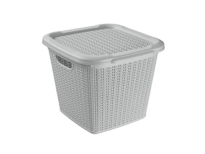BRILANZ Box ratanový s víkem 15 l, 30 x 30 x 27,5 cm, šedý