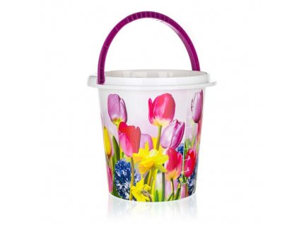 BRILANZ Kbelík plastový 10 L, tulipány, BRILANZ, 29x27,5 cm