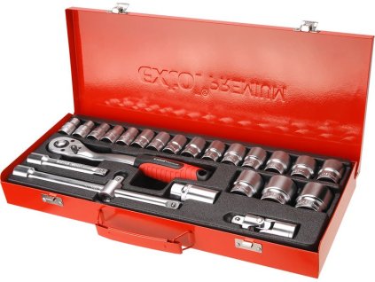 Sada nástrčných hlavic EXTOL PREMIUM, sada 24ks, 1/2" CrV