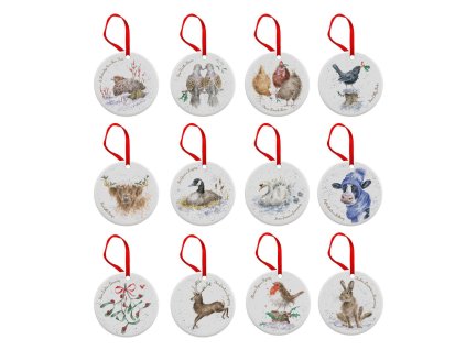 Wrendale set 12 vanocnich ozdobicek porcelan fop wn4023 xg christmas decorations 12 days of christmas