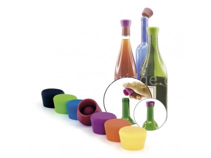 Pulltex set 2ks silikonových uzávěrů na víno, různé barevné varianty