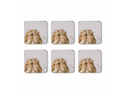 wrendale coloured grey owl coasters s 6 2