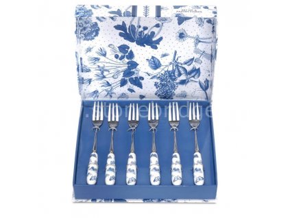 Botanic Blue pastry forks set