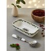 HOlly Ivy cranberry dish with slotted spoon