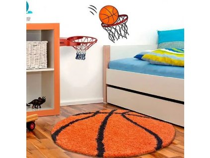 Kusový koberec Kruh Fun Shaggy / Basketbalový míč