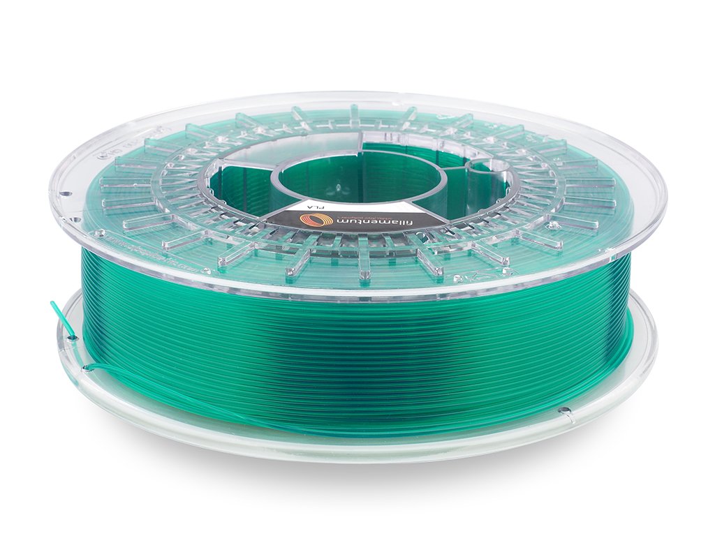 PLA Crystal Clear Smaragd Green Hmotnost návinu: 0.75 kg, Průměr struny: 1.75 mm