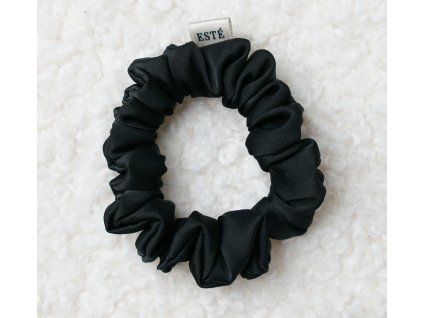 Úzká hedvábná gumička černá - DEEP BLACK