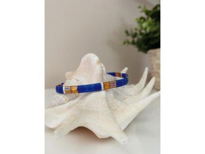 náramek Miyuki Tila white blue orange