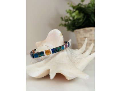 náramek Miyuki Tila white blue orange