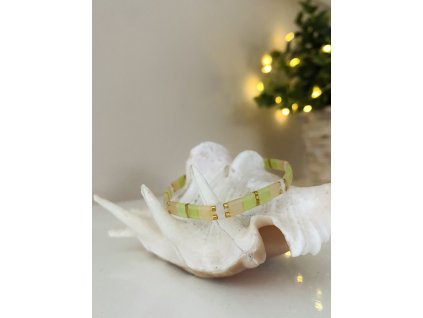 náramek Miyuki Tila green golden