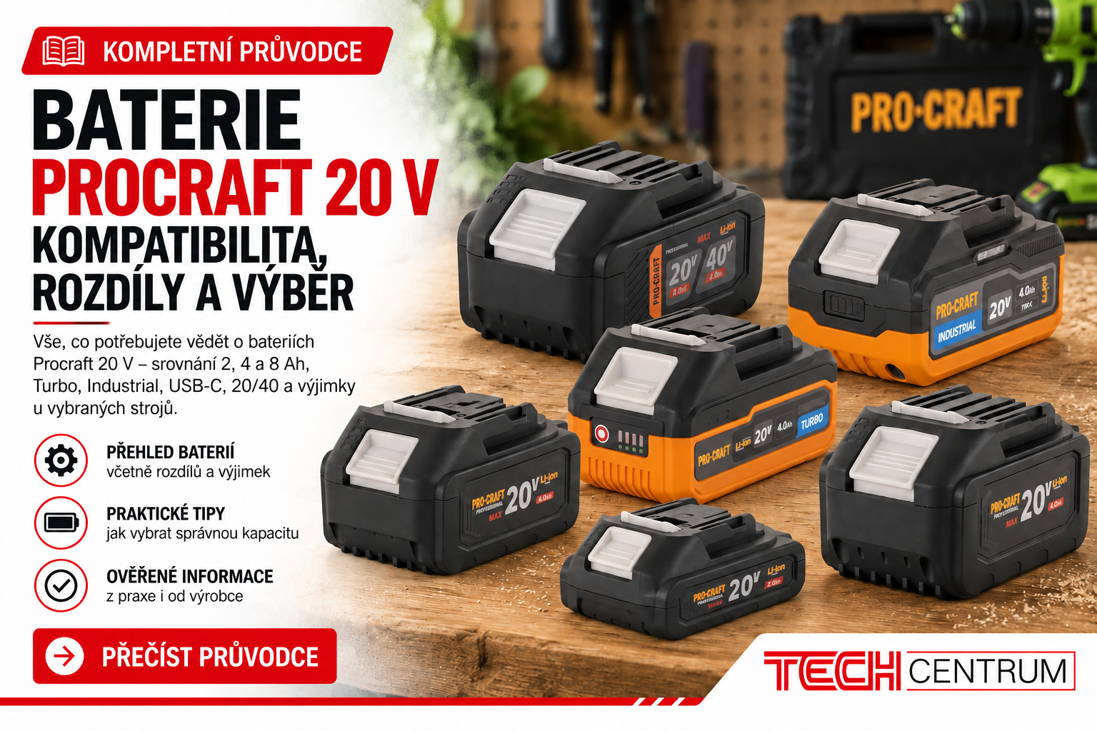 Baterie Procraft 20V: kompatibilita, rozdíly a kompletní průvodce výběrem