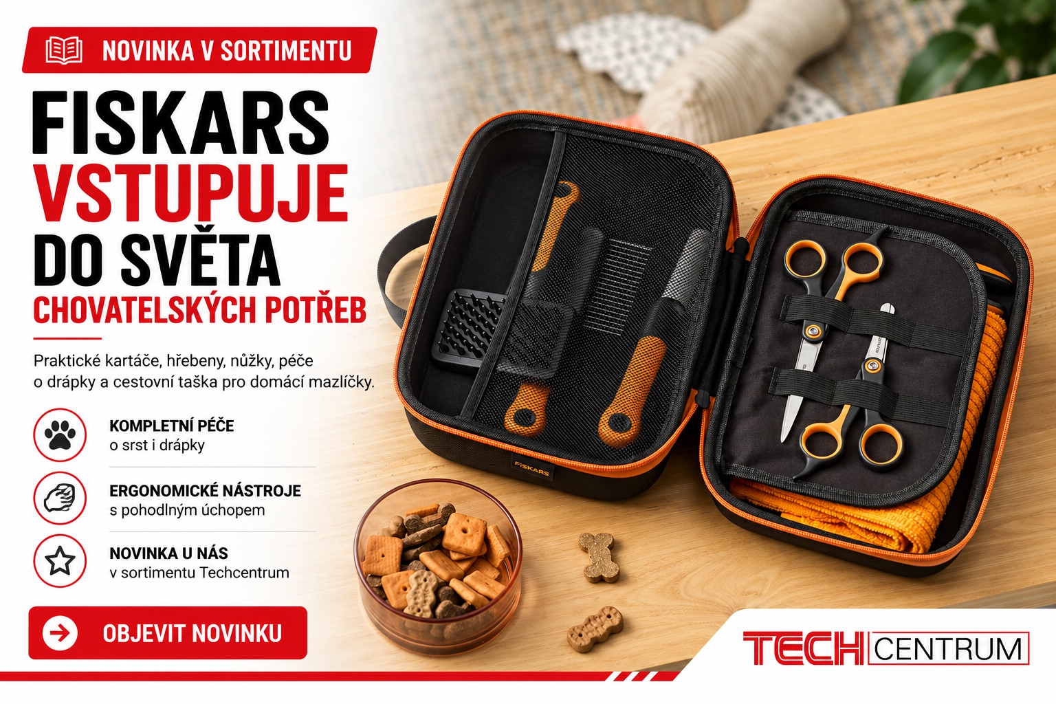 Fiskars Pet Care nově v Techcentru: kompletní výbava pro péči o psy a kočky