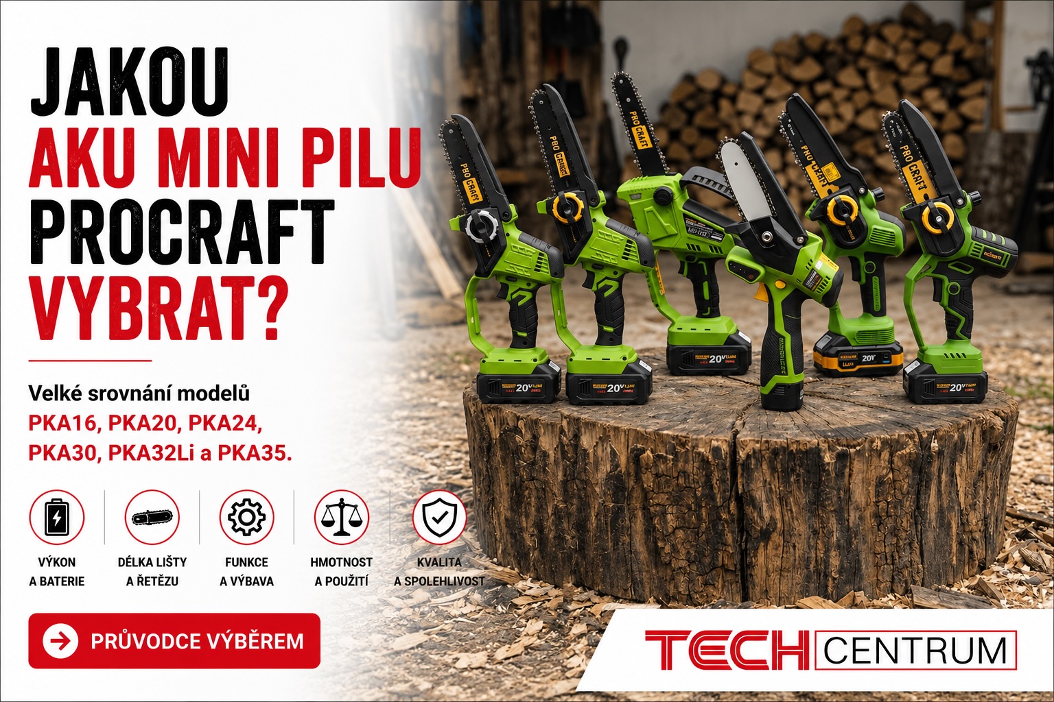 Jakou aku mini pilu Procraft vybrat? Velké srovnání modelů PKA16, PKA20, PKA24, PKA30, PKA32Li a PKA35