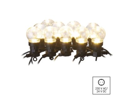 LED světelný řetěz – 10x párty žárovky čiré, 5 m, venkovní i vnitřní, teplá bílá