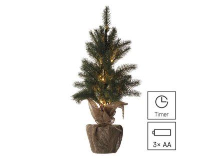 LED vánoční stromek, 52 cm, 3x AA, vnitřní, teplá bílá, časovač