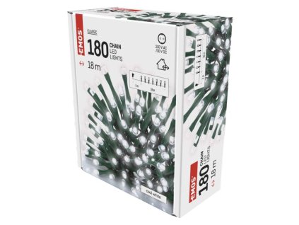 LED vánoční řetěz, 18 m, venkovní i vnitřní, studená bílá, časovač