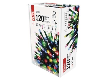 LED vánoční řetěz, 12 m, venkovní i vnitřní, multicolor, časovač