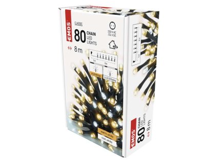 LED vánoční řetěz blikající, 8 m, venkovní i vnitřní, teplá/studená bílá, časovač