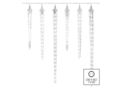 LED vánoční girlanda – rampouchy, 6 ks, 2 m, venkovní i vnitřní, studená bílá