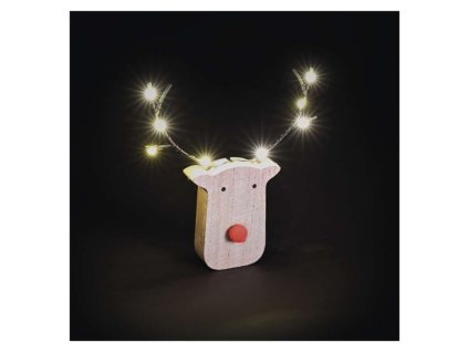 LED dekorace dřevěná – sob, 16 cm, 2x AAA, vnitřní, teplá bílá, časovač,12 ks, display box