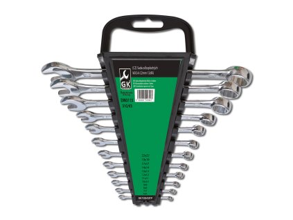 GK TOOLS Sada očkoplochých klíčů, chrom 12 dílů | 6-22 mm, plastový držák