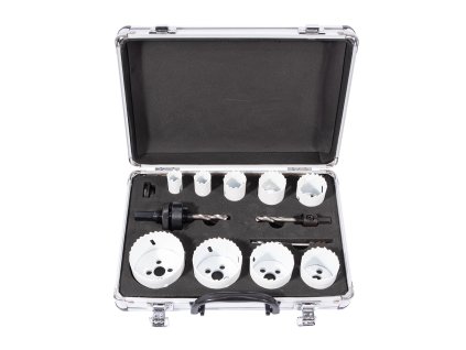 XTLINE Sada vykružovacích bimetalových korunek 13 dílů | 19-64 mm, hlinikový box