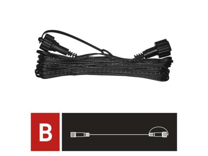 Prodlužovací kabel pro spojovací řetězy Standard černý, 10 m, venkovní i vnitřní