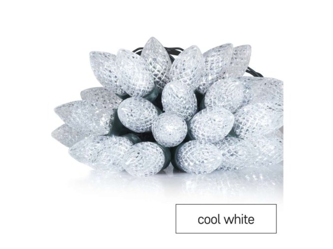 LED vánoční řetěz – šišky, 9,8 m, venkovní i vnitřní, studená bílá, programy