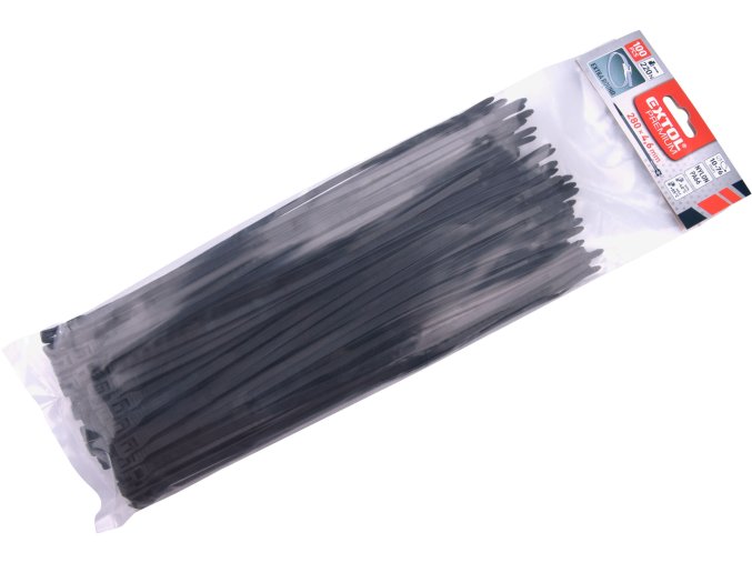 pásky stahovací na kabely EXTRA, černé, 280x4,6mm, 100ks, nylon PA66