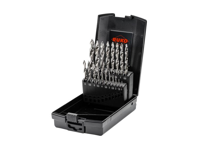 RUKO Sada vrtáků do kovu s břitem FLOWSTEP HSS-G 19 dílů | 1-10 mm, plastový box