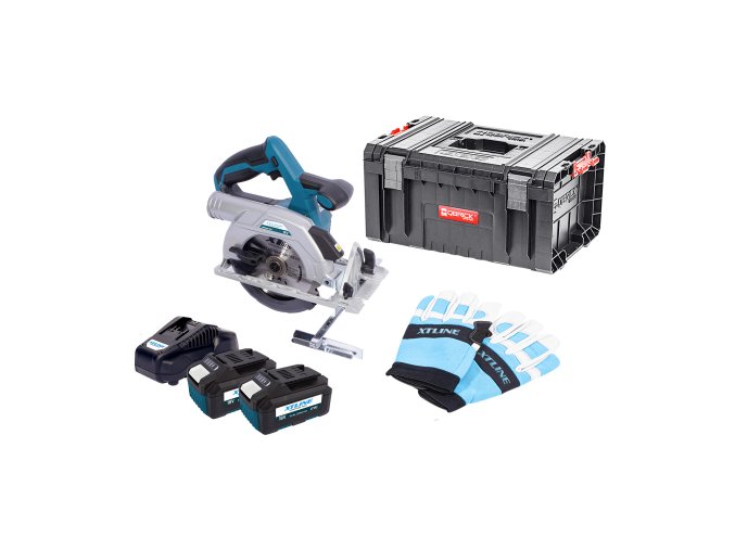 XTLINE Aku kotoučová pila bezuhlíková 18 V, 165 mm + 2 baterie 5.0 Ah + nabíječka 3.5 A + box