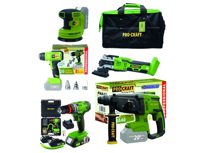 6581 procraft aku sada naradi 20v 6dilu 2 x baterie 20ah s nabijeckou maxiset2